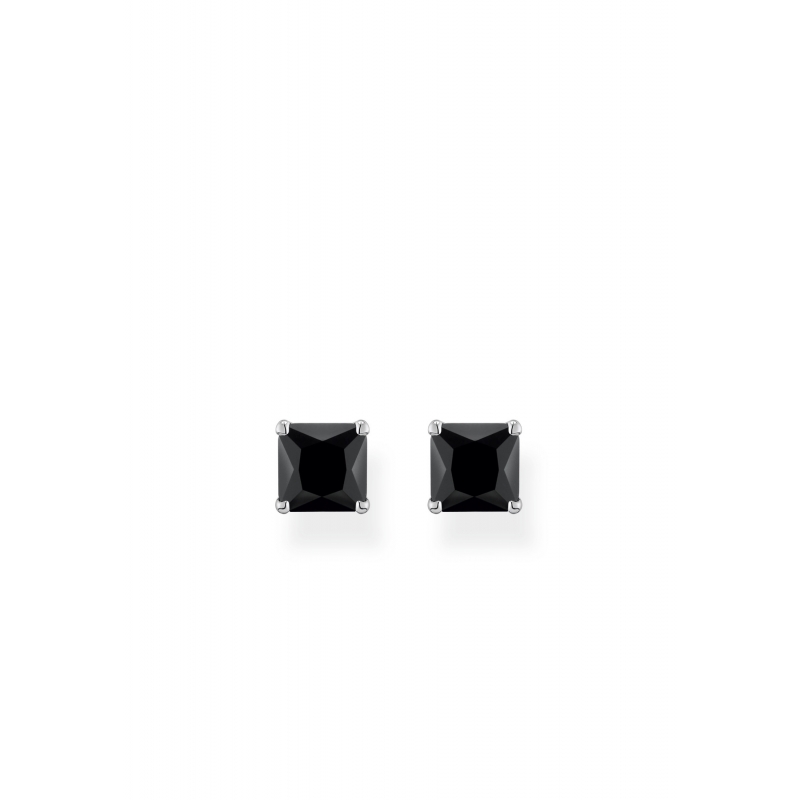 Boucles d'oreilles Pierre Noire Argent