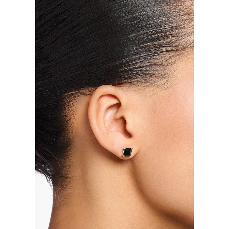 Boucles d'oreilles Pierre Noire Argent