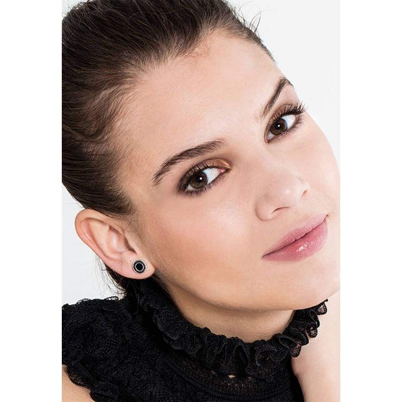 Boucles d'Oreilles Classiques Pavé Noir