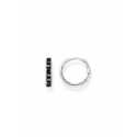 Hoop Earrings Black Stones Pavé Silver