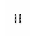 Hoop Earrings Black Stones Pavé Silver