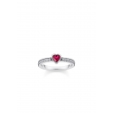 Ring Silver Solitaire Red Heart Shaped Stone