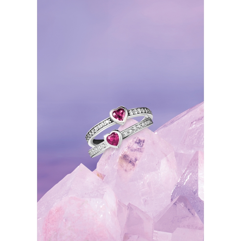 Ring Silver Solitaire Red Heart Shaped Stone