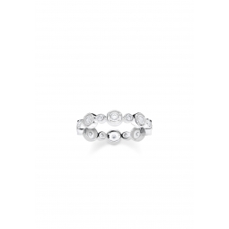Bague Cercles Pierres Blanches Argent