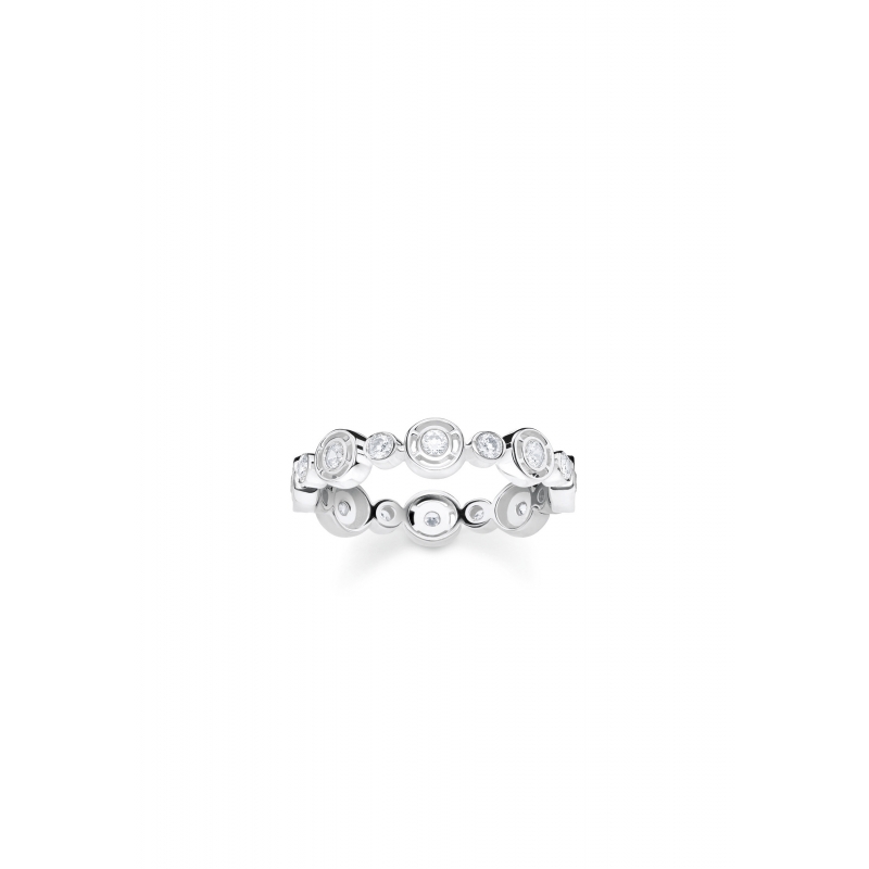 Ring Circles White Stones Silver