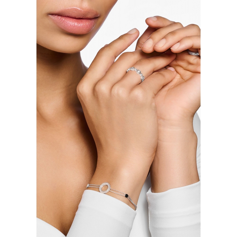 Ring Circles White Stones Silver