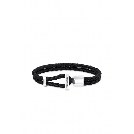 Bracelet Double Braided Leather Black