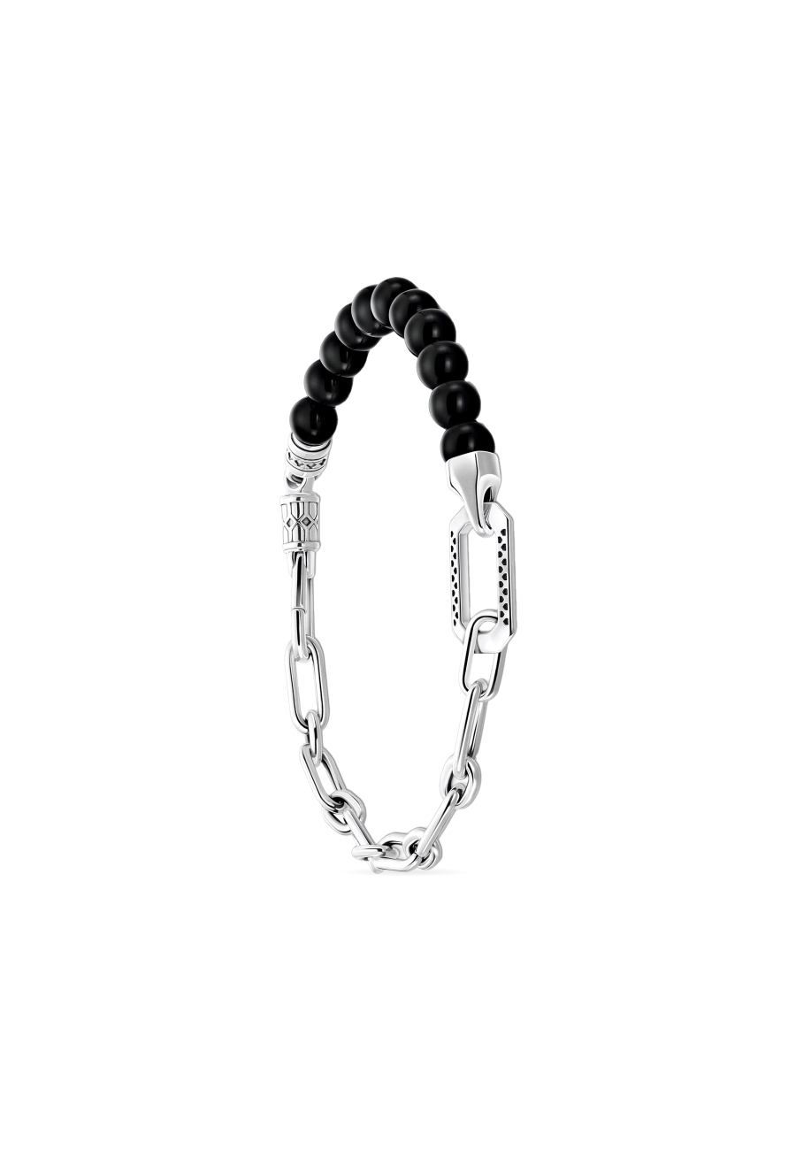 Armband Schwarzer Onyx Silberkette