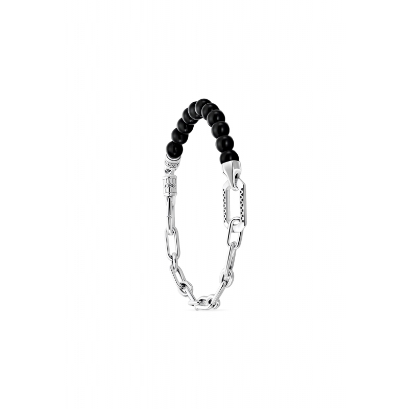 Pulsera Onyx Negro Cadena de Plata