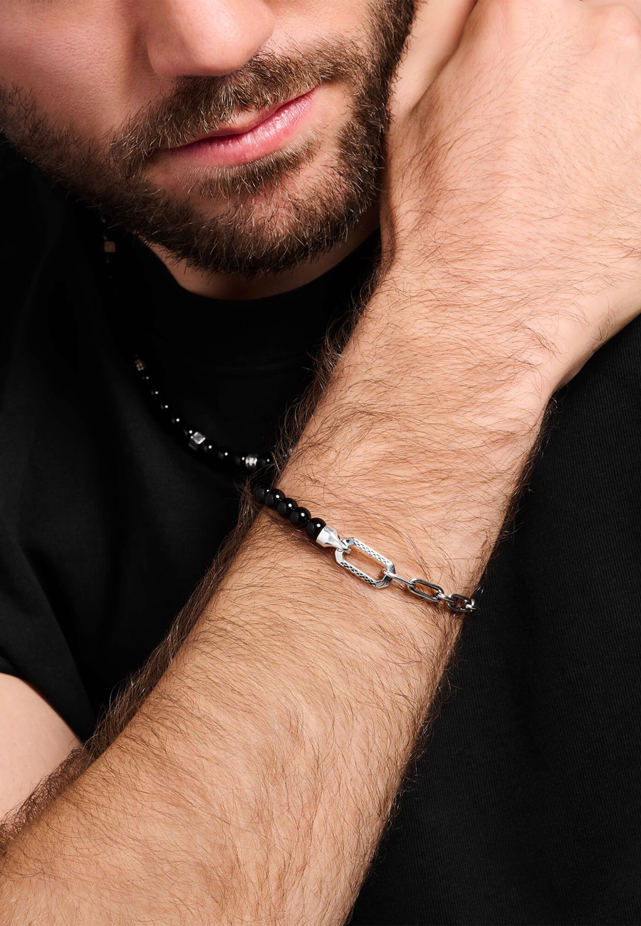 Bracelet Black Onyx Silver Chain