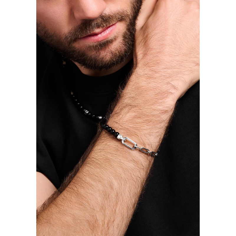 Bracelet Onyx noir Chaîne en argent