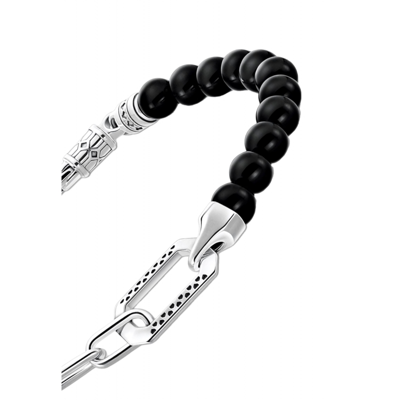 Bracelet Black Onyx Silver Chain