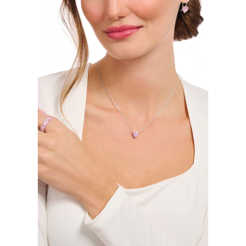 Necklace Pink Heart Zirconia