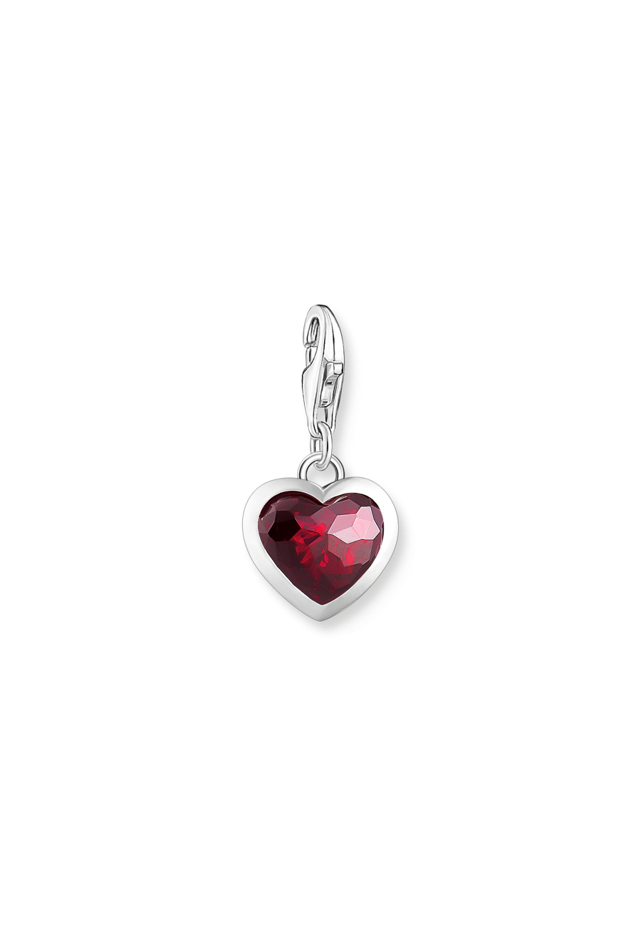 Pendentif à breloques coeur en pierre rouge