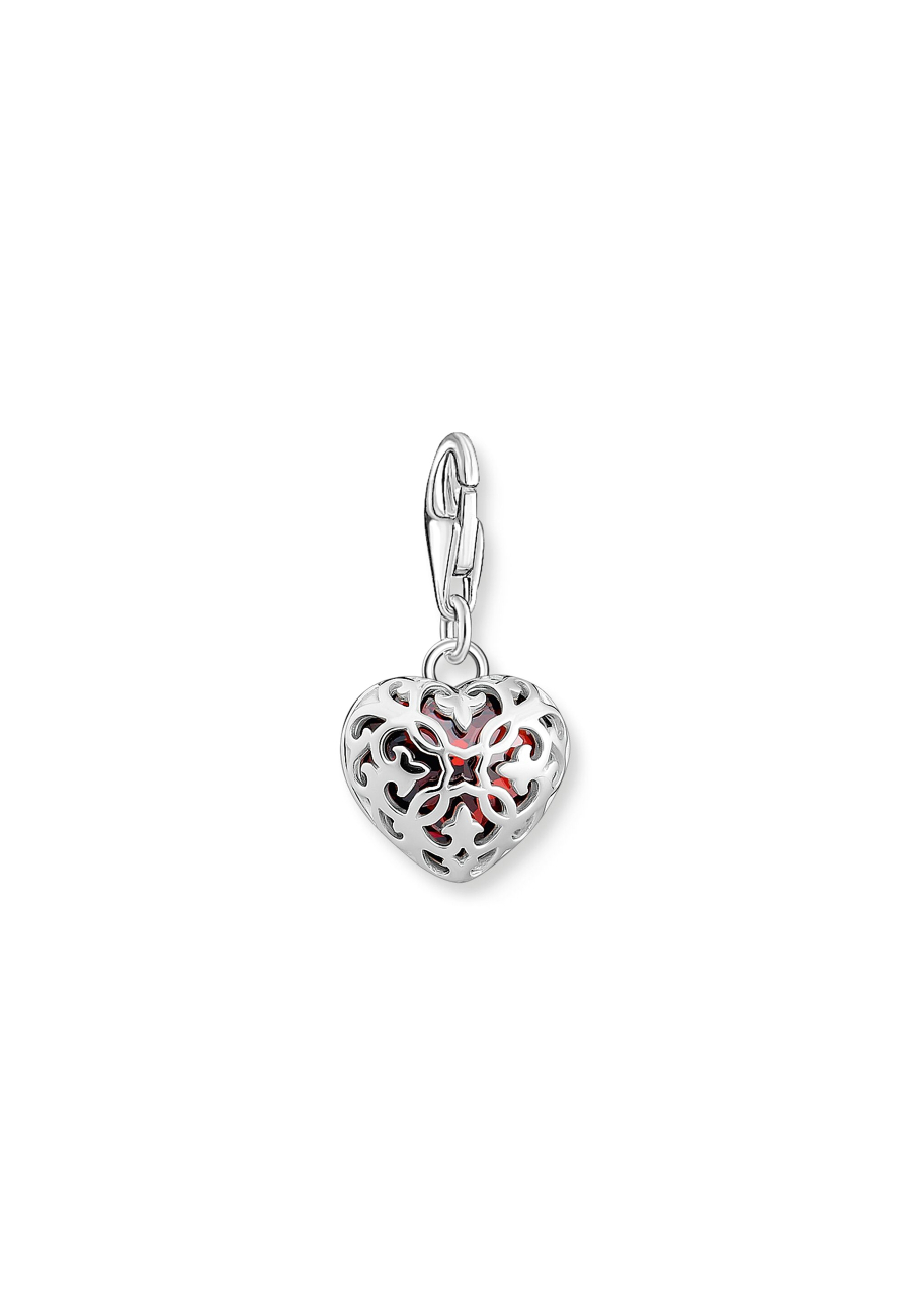 Pendentif à breloques coeur en pierre rouge