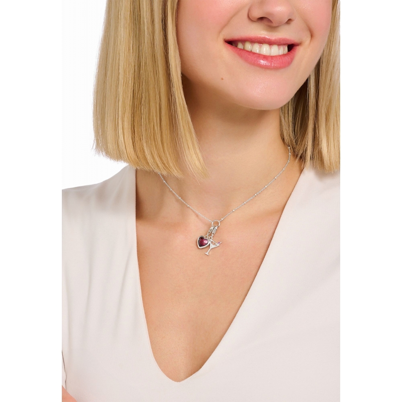 Pendentif à breloques coeur en pierre rouge