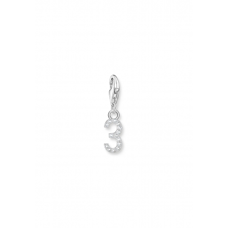 Charm-Anhänger Nummer "3" Zirkonia