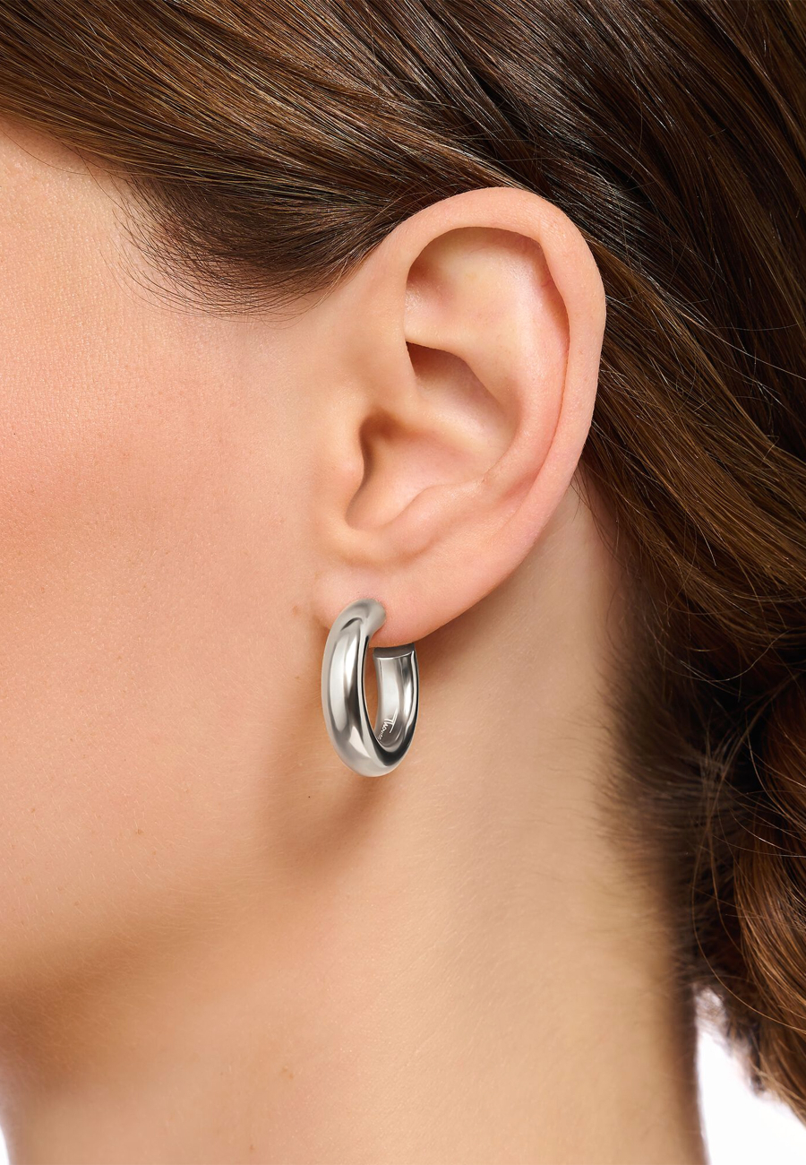 Pendientes de aro pequeños Chunky Silver