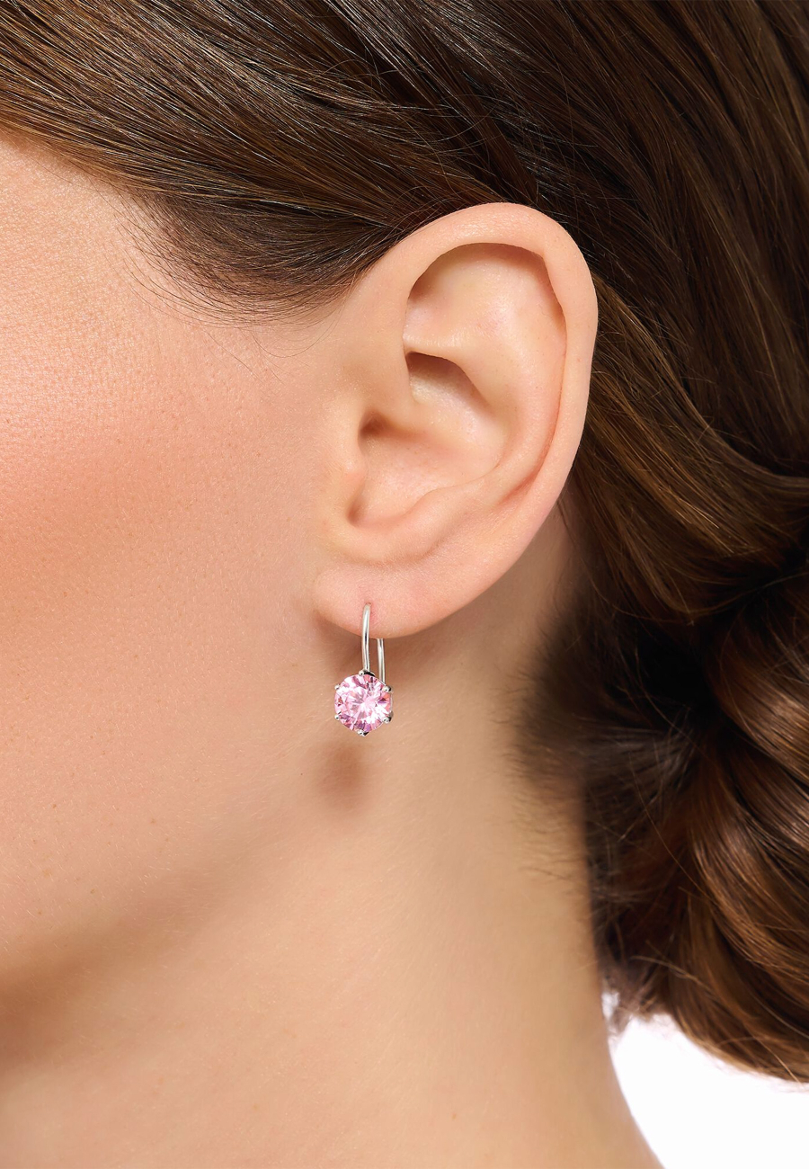 Earrings Silver Pink Zirconia