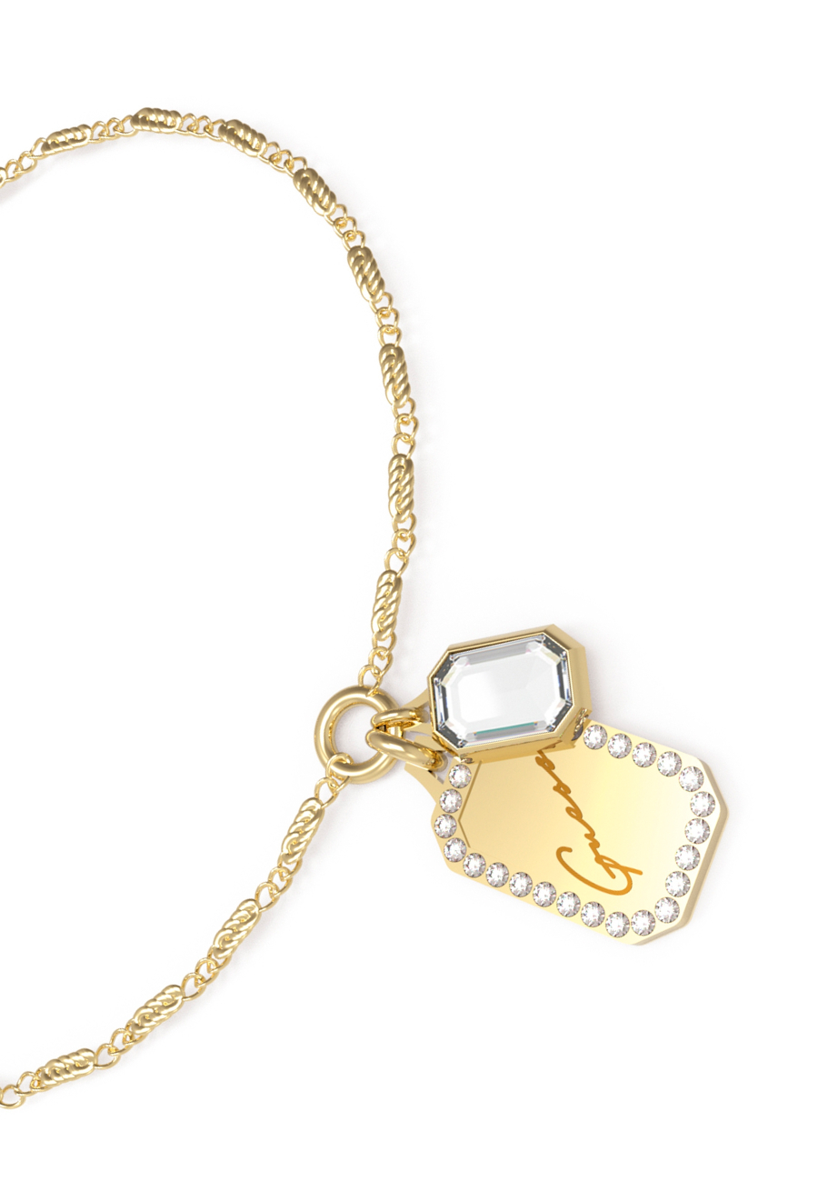 GUESS Pulsera Cristal Tag Oro