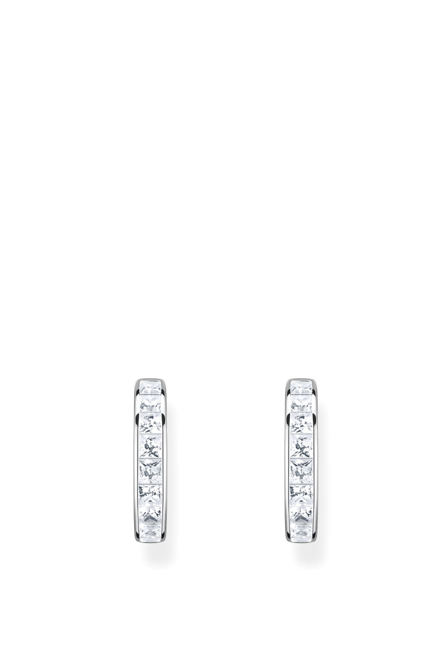 Créoles Pierres blanches Pavé Argent