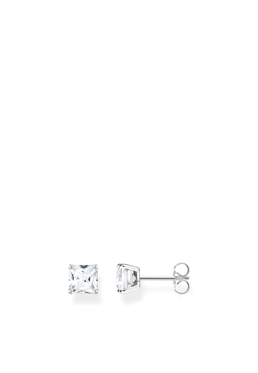 Ear Studs White Stones Silver