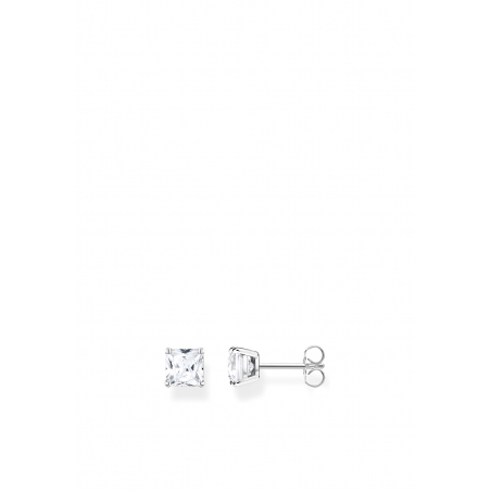 Ear Studs White Stones Silver