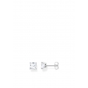 Ear Studs White Stones Silver