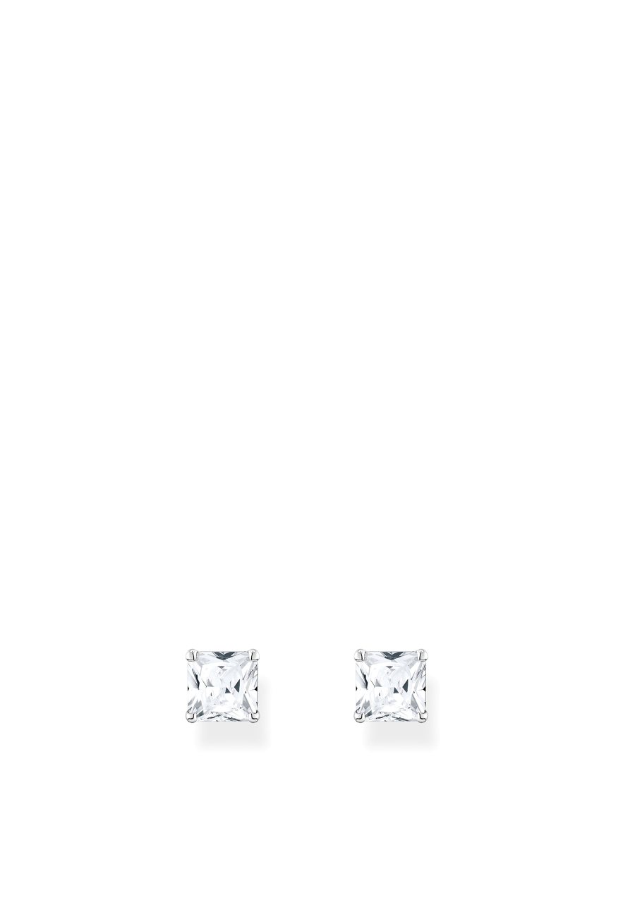 Ear Studs White Stones Silver