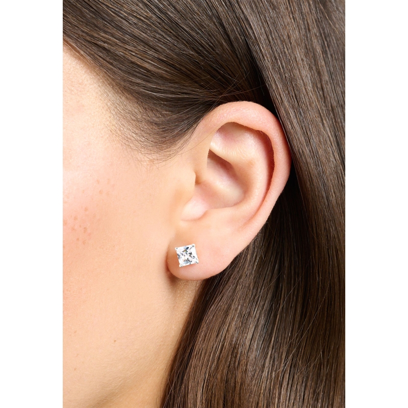 Boucles d'oreilles pierres blanches argent