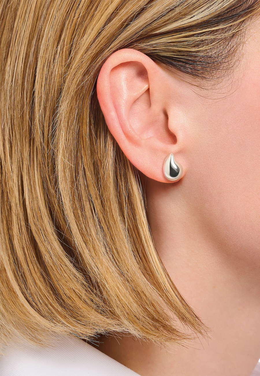 Earrings Organic Drop-Shaped Silver Small