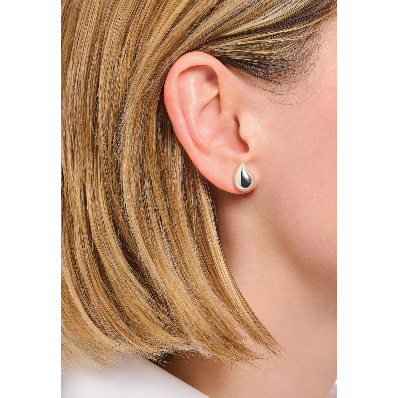 Earrings Organic Drop-Shaped Silver Small