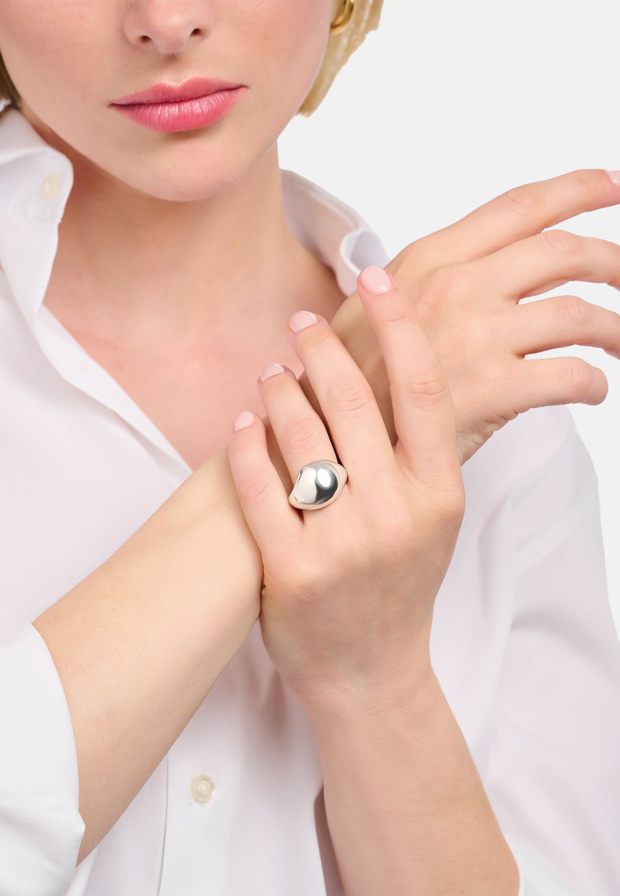 Ring Organic Drop-Shaped Silver
