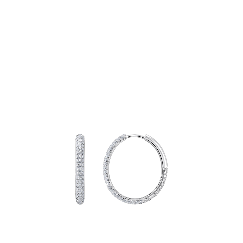 Hoop Earrings White Zirconia Big Thin