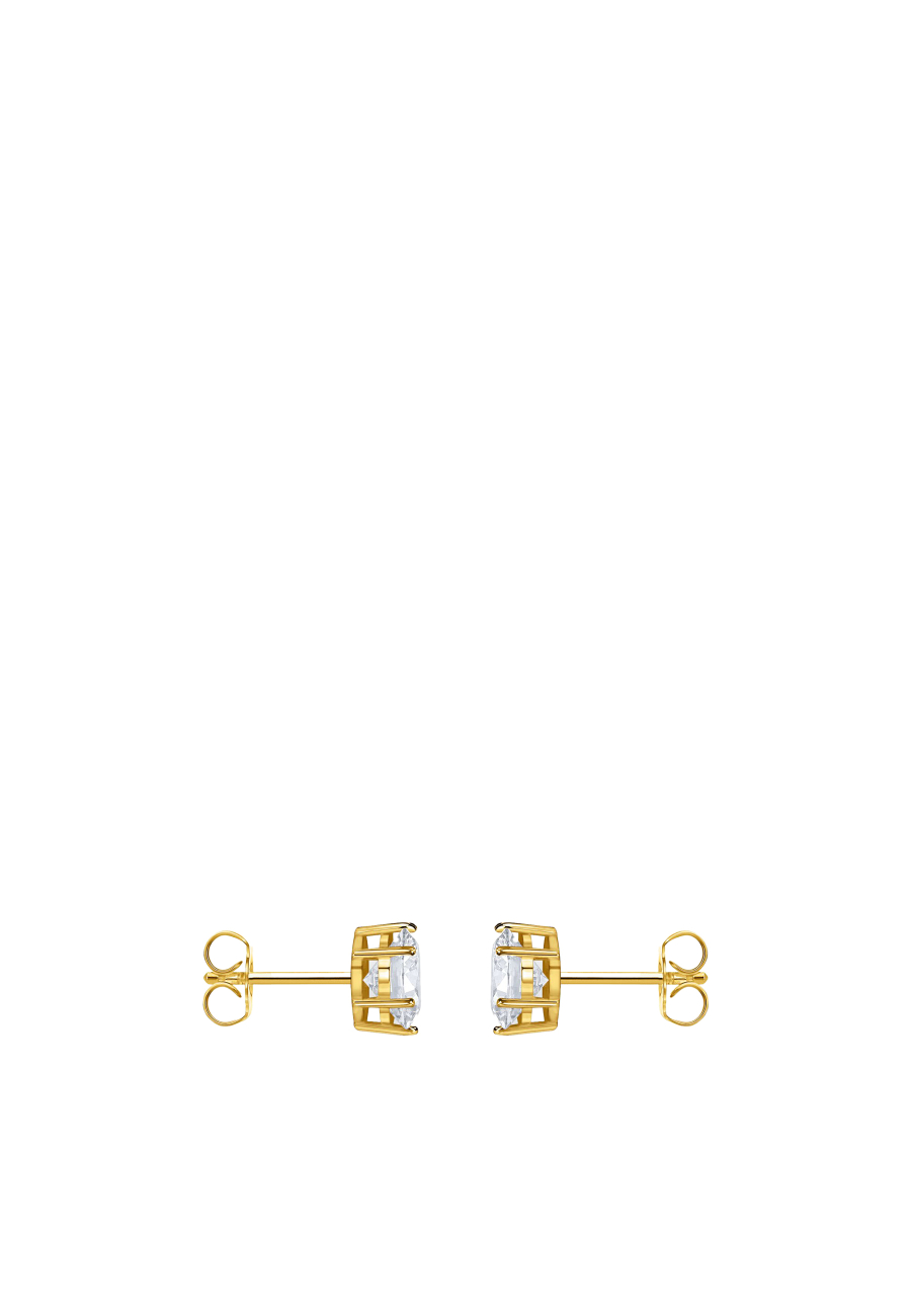 Ear Studs White Zirconia Gold Plated