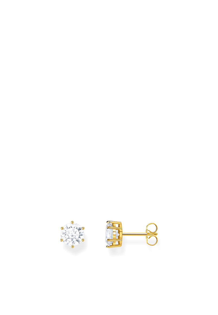 Ear Studs White Zirconia Gold Plated