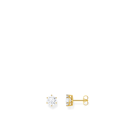 Ear Studs White Zirconia Gold Plated