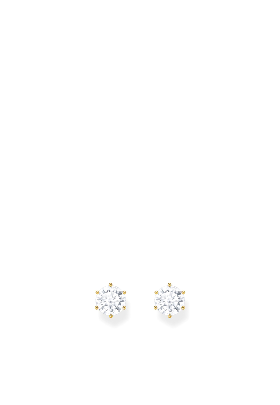 Ear Studs White Zirconia Gold Plated