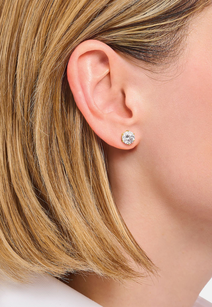 Ear Studs White Zirconia Gold Plated