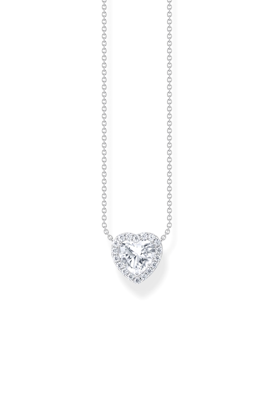 Necklace Heart Shaped Halo Pendant Silver