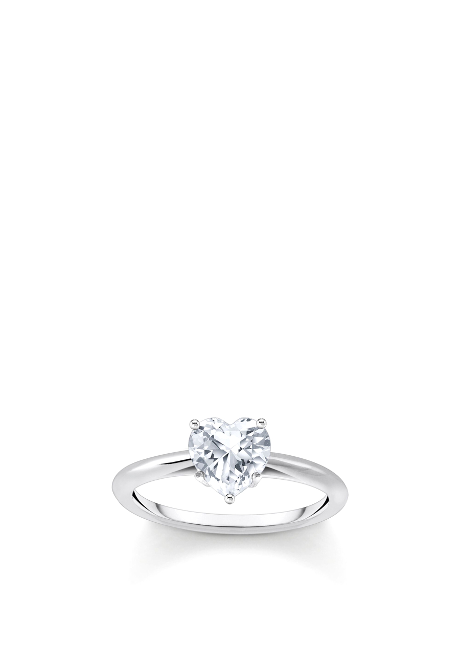 Ring White Heart Shaped Zirconia Silver