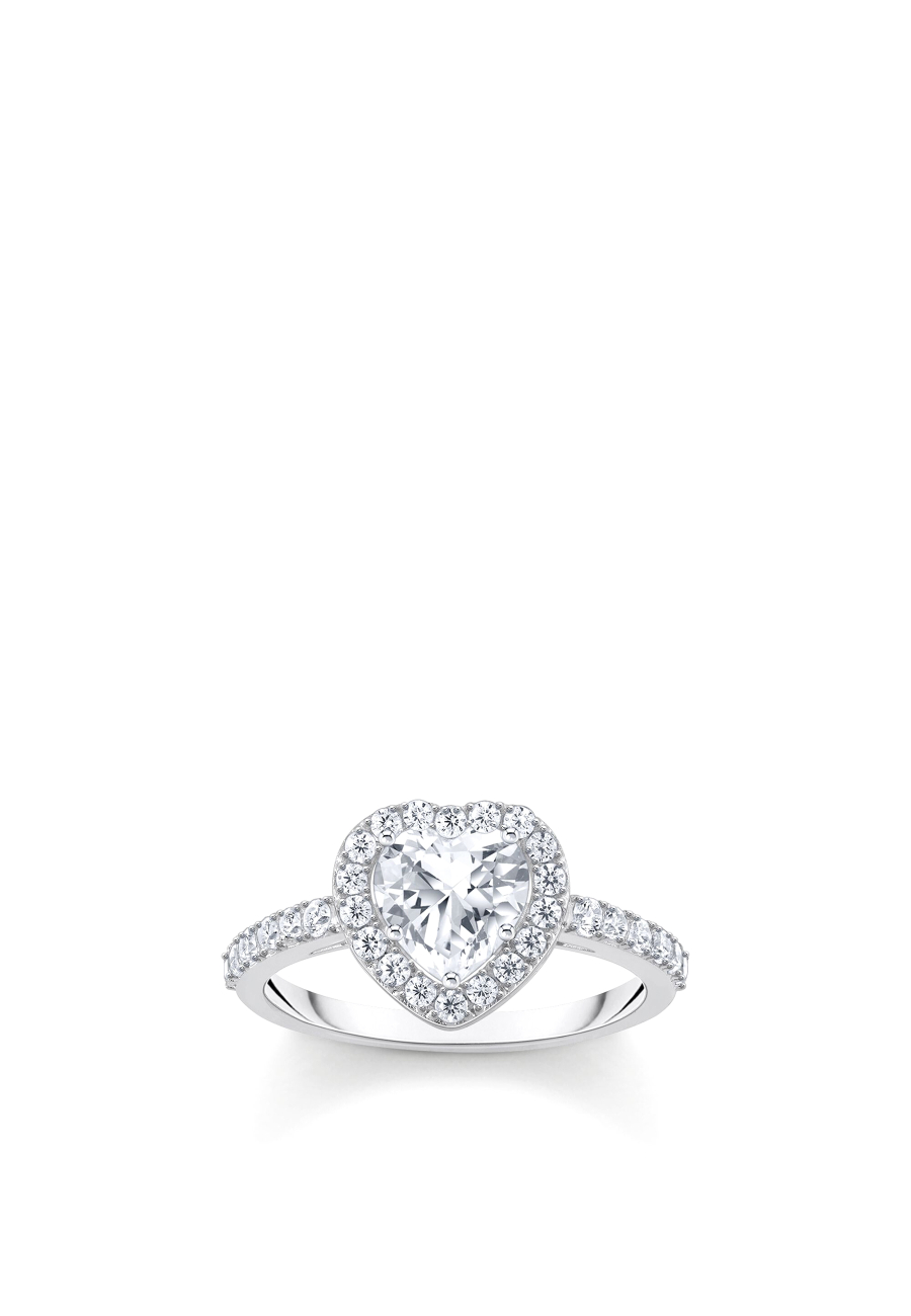 Ring White Halo Heart Shaped Zirconia Silver