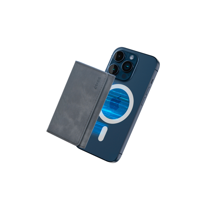 ETRES Magnetic Leather Wallet No Pocket for Smartphones