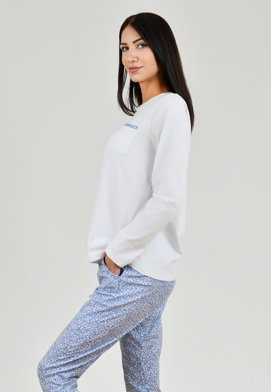 Klassisches langärmeliges Pyjama-Set aus Baumwolle Klassisches langärmeliges Pyjama-Set aus Baumwolle