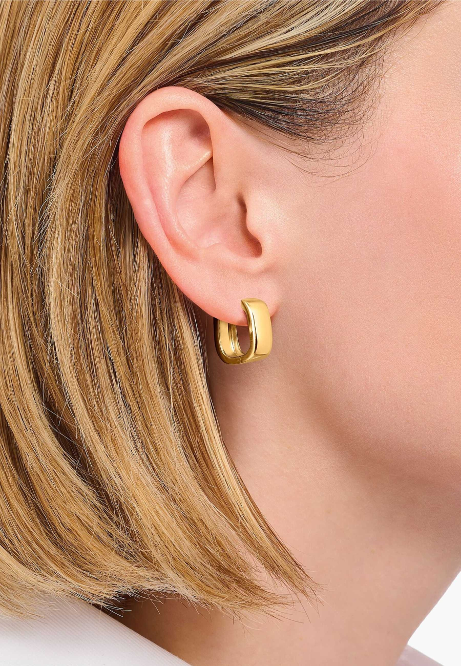 Boucles D'oreilles Créoles Plaquées Or En Forme Angulaire