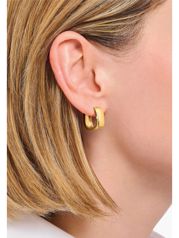 Gold Plated Hoop Earrings In Angular Shape