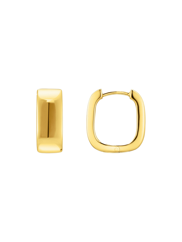 Gold Plated Hoop Earrings In Angular Shape