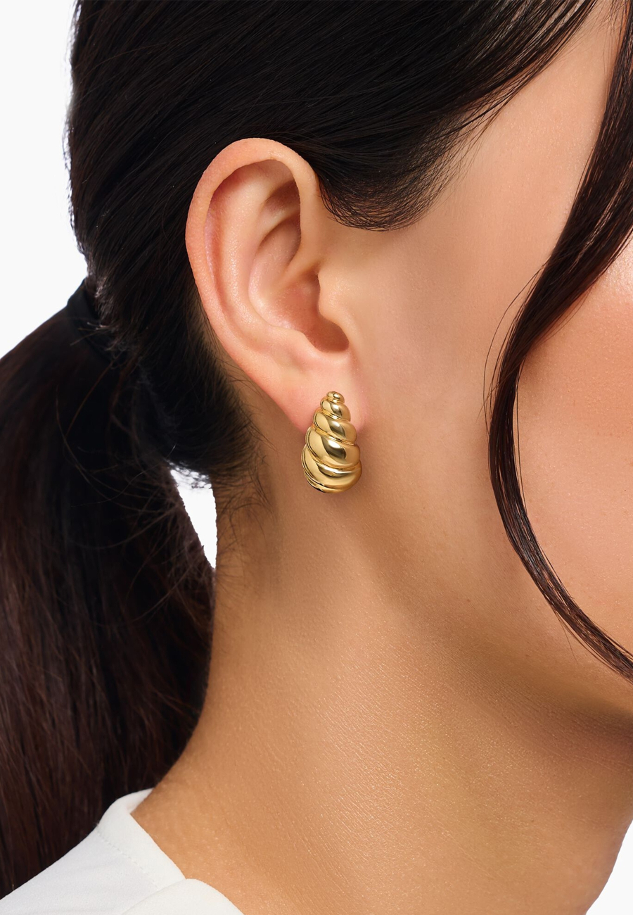 Boucles D'oreilles Puces Plaquées Or En Forme Organique