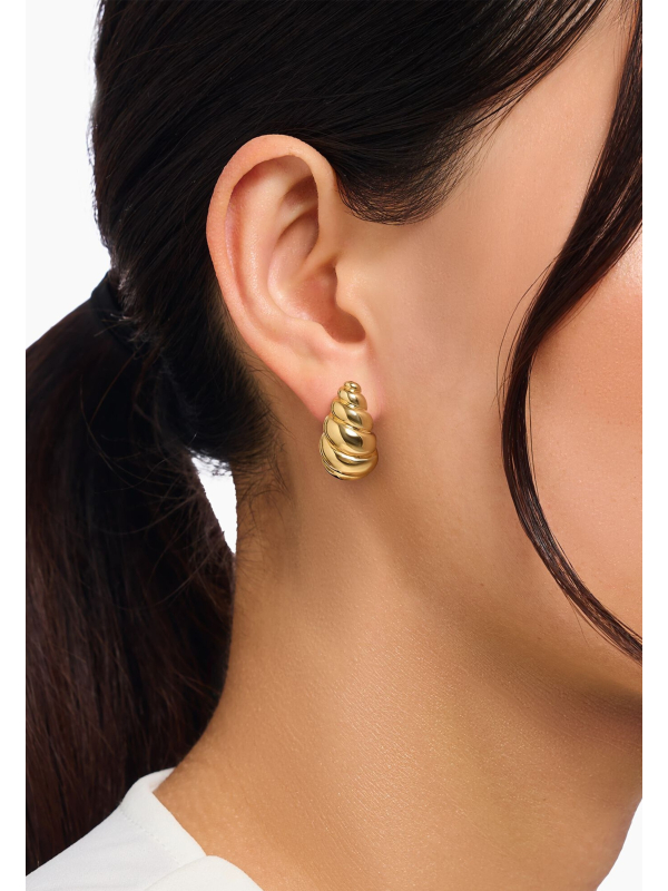 Boucles D'oreilles Puces Plaquées Or En Forme Organique