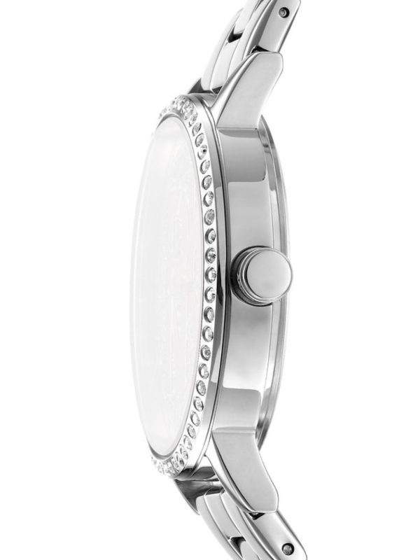 Reloj De Mujer Con Esfera De Polvo Plateado